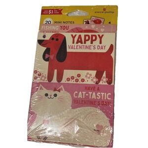 American Greetings 20 Mini Notes Valentine's Allison Black Illustration
